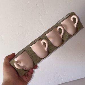 NIB - 4pc Pink Ceramic Espresso Cups